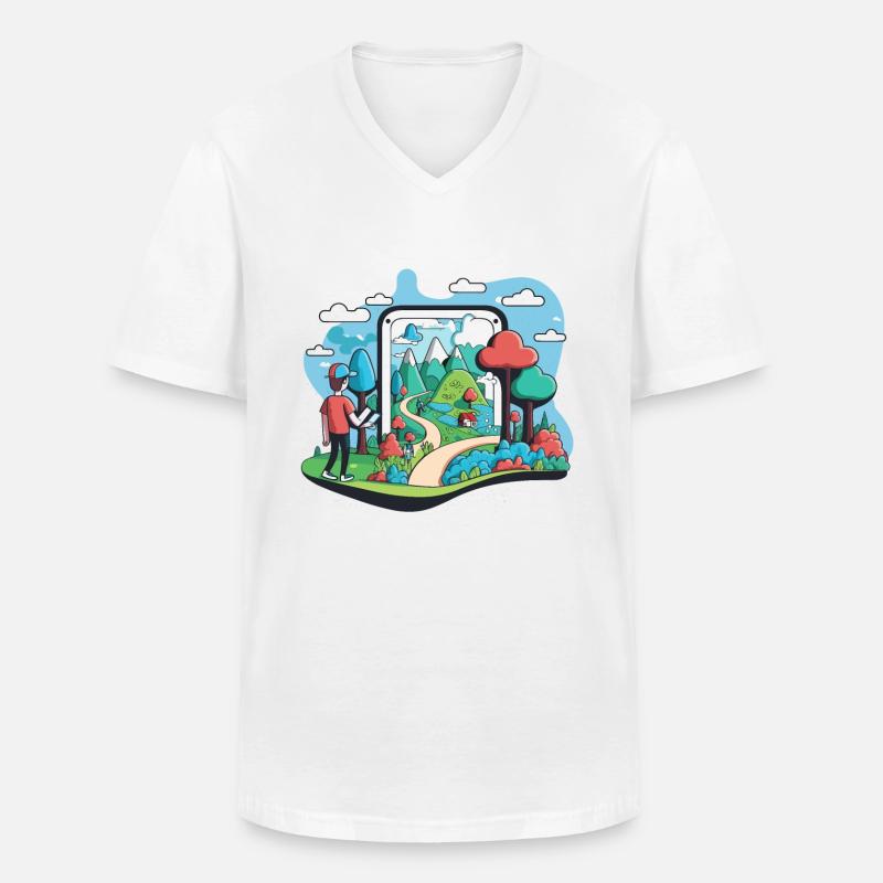 Augmented-Reality-Erkundung - Männer-T-Shirt mit V-Ausschnitt - Weiß