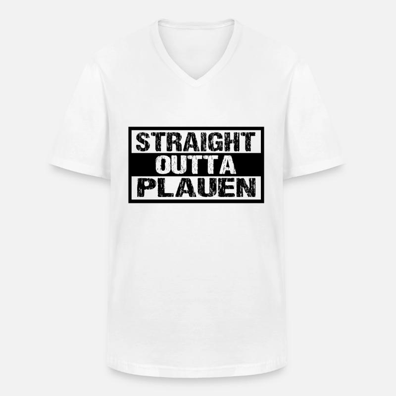Plauen - Männer-T-Shirt mit V-Ausschnitt - Weiß