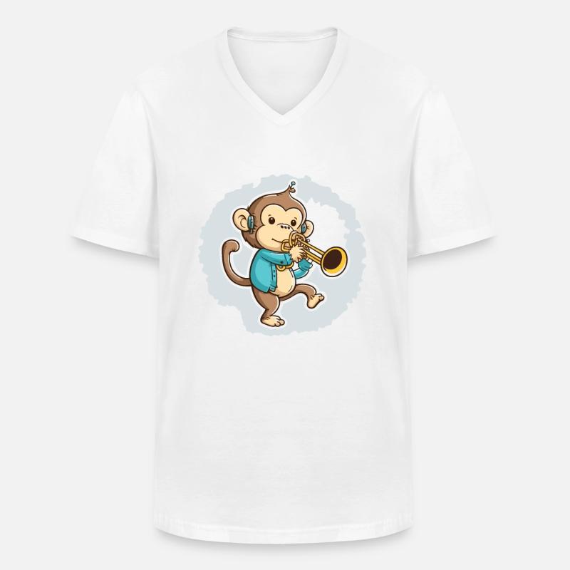 Jazziger Affe - Männer-T-Shirt mit V-Ausschnitt - Weiß