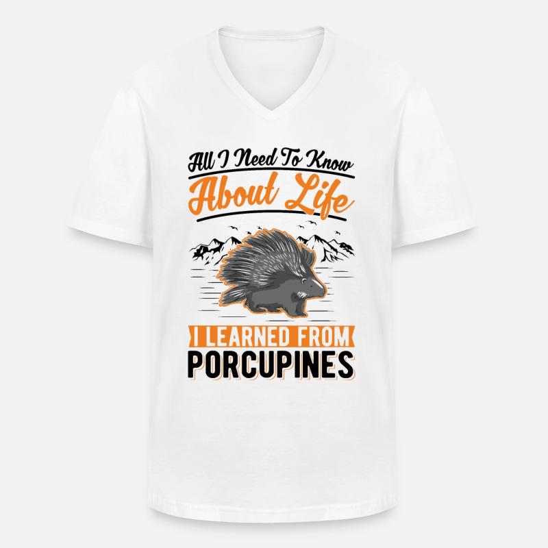 Stachelschwein Geschenk - Männer-T-Shirt mit V-Ausschnitt - Weiß