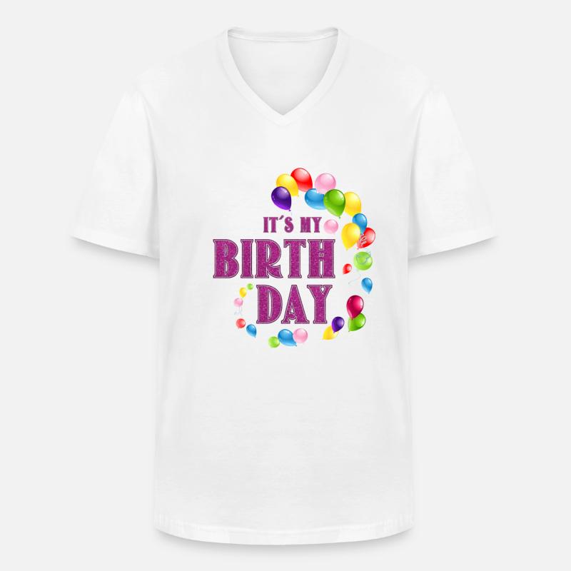 Birthday - Männer-T-Shirt mit V-Ausschnitt - Weiß