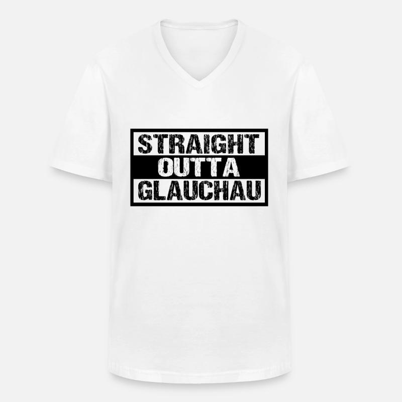 Glauchau - Männer-T-Shirt mit V-Ausschnitt - Weiß