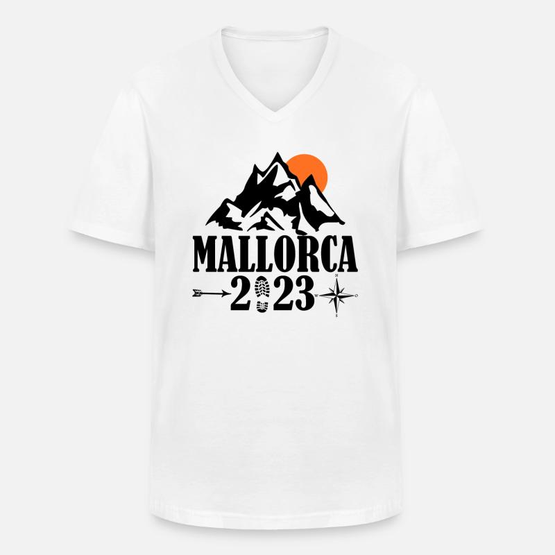 Mallorca 2023 - Männer-T-Shirt mit V-Ausschnitt - Weiß