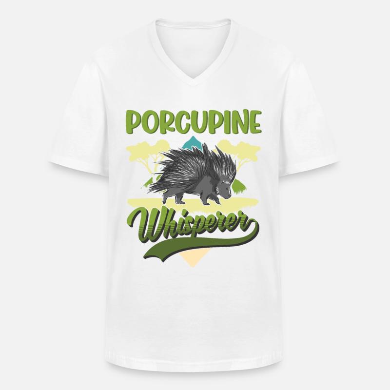 Stachelschwein Flüsterer - Männer-T-Shirt mit V-Ausschnitt - Weiß