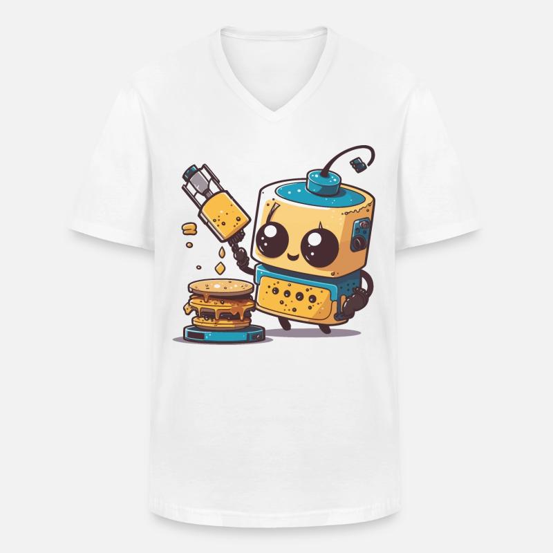Robo-Chef - Männer-T-Shirt mit V-Ausschnitt - Weiß