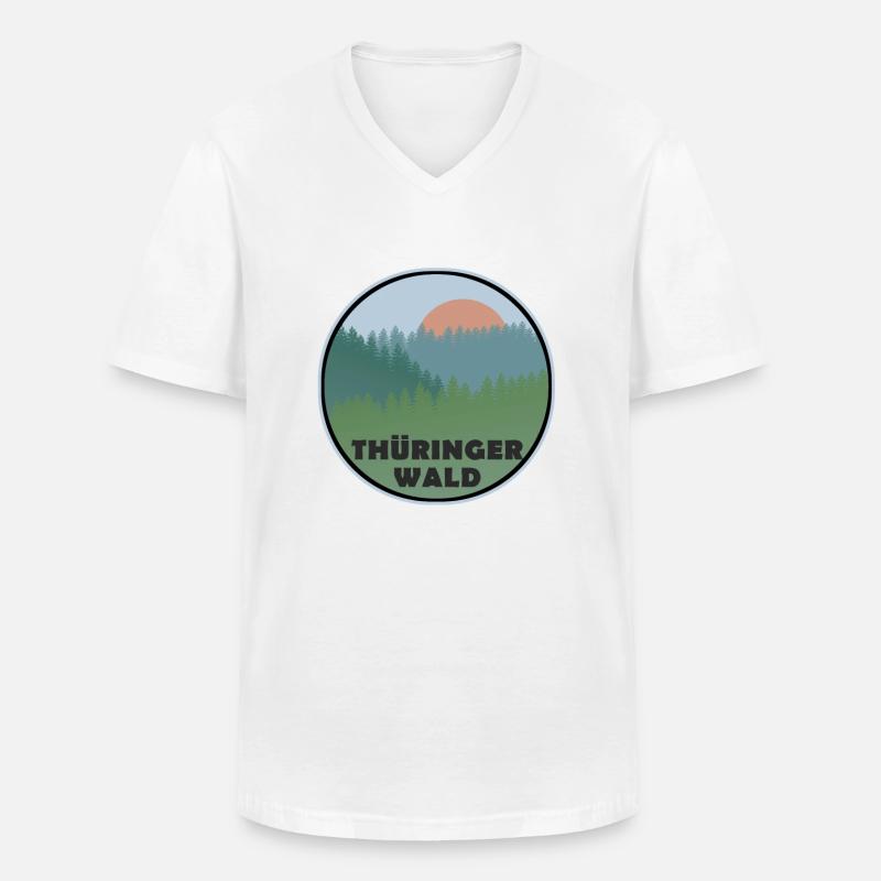 Thüringer Wald - Männer-T-Shirt mit V-Ausschnitt - Weiß