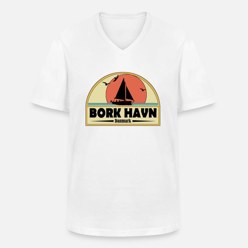 Bork Havn Dänemark - Männer-T-Shirt mit V-Ausschnitt - Weiß