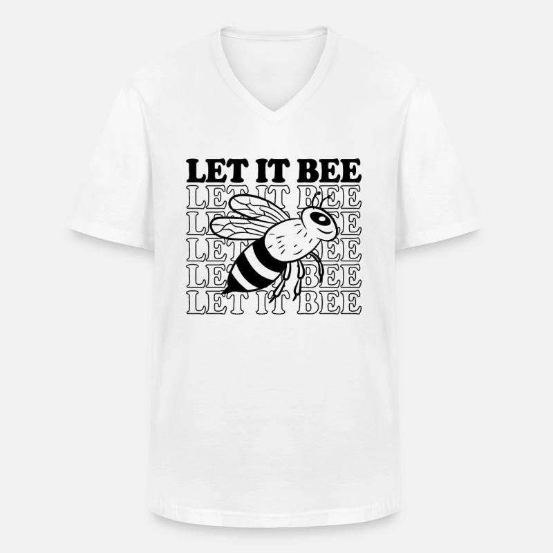 Let it Bee - Männer-T-Shirt mit V-Ausschnitt - Weiß