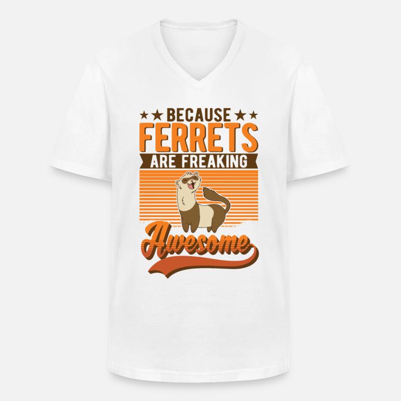 Frettchen Geschenk - Männer-T-Shirt mit V-Ausschnitt - Weiß