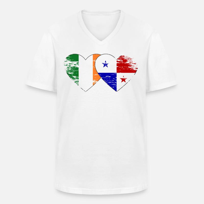 Irlande Drapeau du Panama utilisé - T-shirt col V Homme - blanc