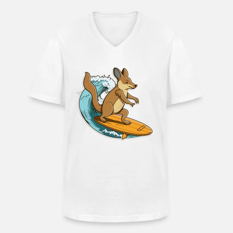 Känguru-Surfer - Männer-T-Shirt mit V-Ausschnitt - Weiß