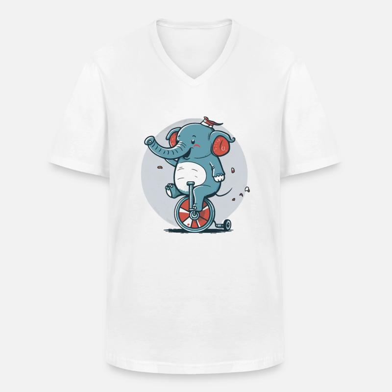 Einrad Elefant - Männer-T-Shirt mit V-Ausschnitt - Weiß