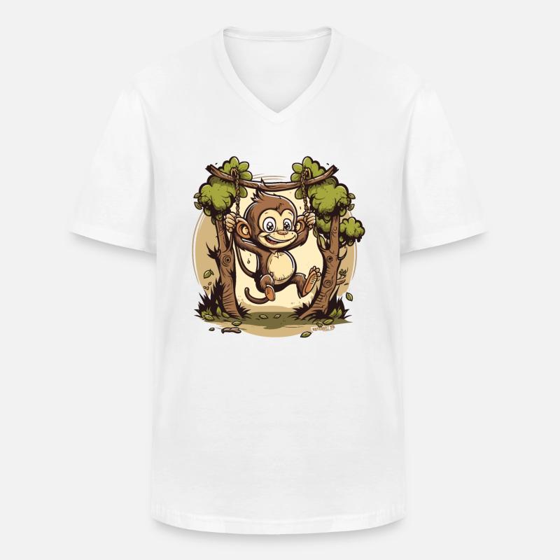 Schwingender Affe - Männer-T-Shirt mit V-Ausschnitt - Weiß