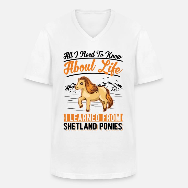 Shetlandpony Shetland-Pony Shetty - Männer-T-Shirt mit V-Ausschnitt - Weiß