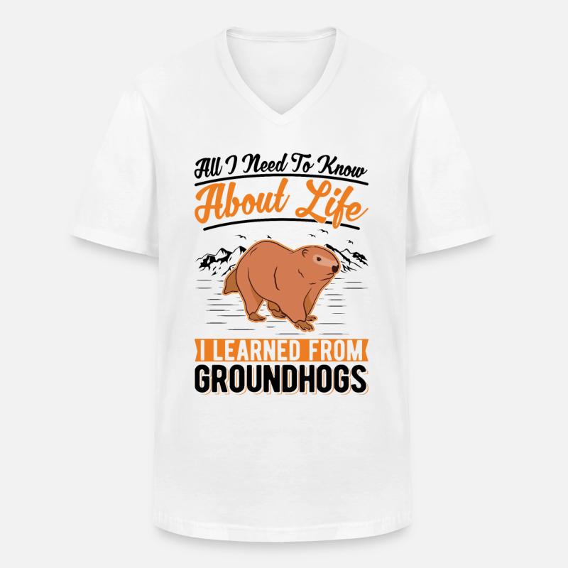 Murmeltier Groundhog Waldmurmeltier - Männer-T-Shirt mit V-Ausschnitt - Weiß
