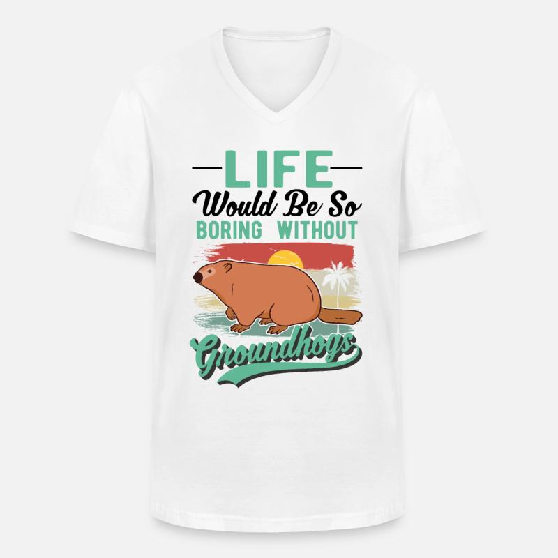 Murmeltier Groundhog Day Waldmurmeltier - Männer-T-Shirt mit V-Ausschnitt - Weiß
