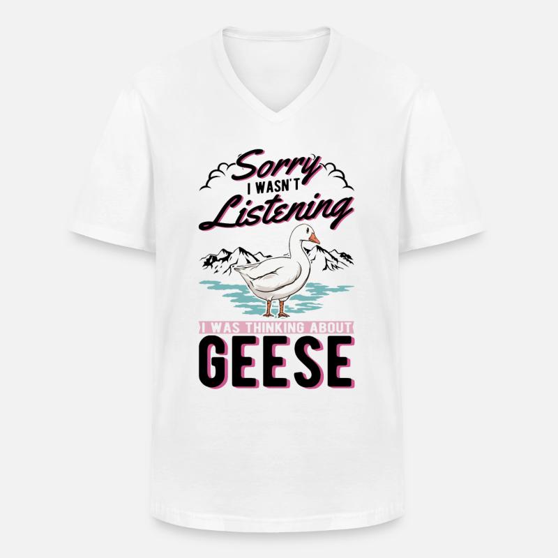 Gänse Geschenk Gänsezüchter Gans - Männer-T-Shirt mit V-Ausschnitt - Weiß