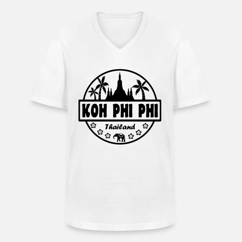 Koh Phi Phi Thaïlande - T-shirt col V Homme - blanc