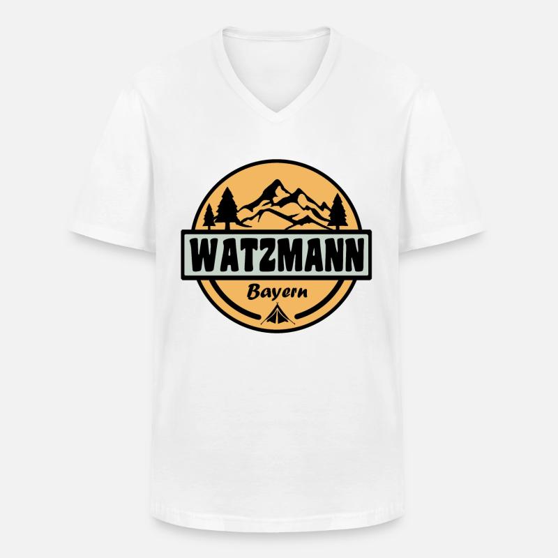 Watzmann - Männer-T-Shirt mit V-Ausschnitt - Weiß