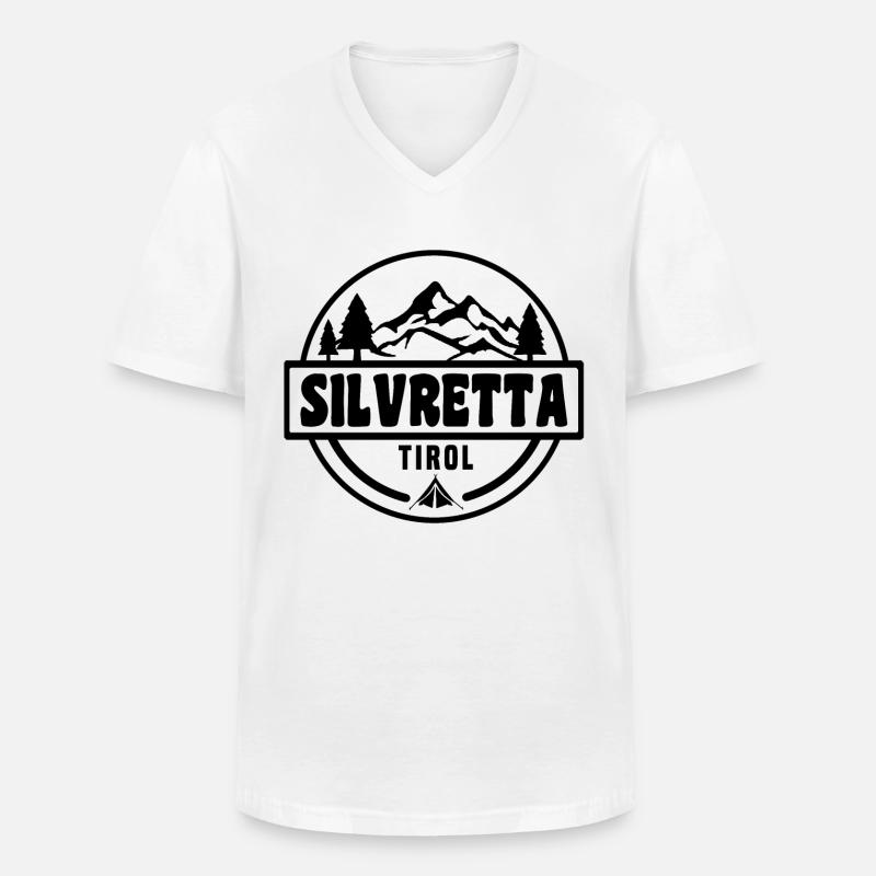 Silvretta - Männer-T-Shirt mit V-Ausschnitt - Weiß