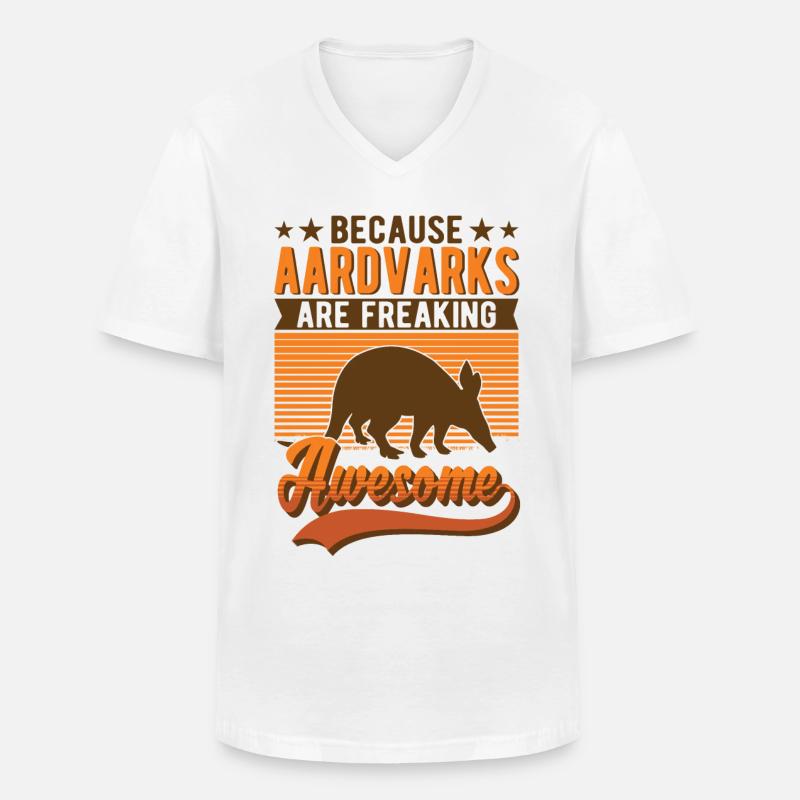 Erdferkel Geschenk Aardvark - Männer-T-Shirt mit V-Ausschnitt - Weiß