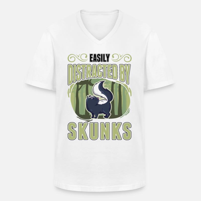 Easily distracted by Skunks Skunk - Men's V-Neck T-Shirt - white