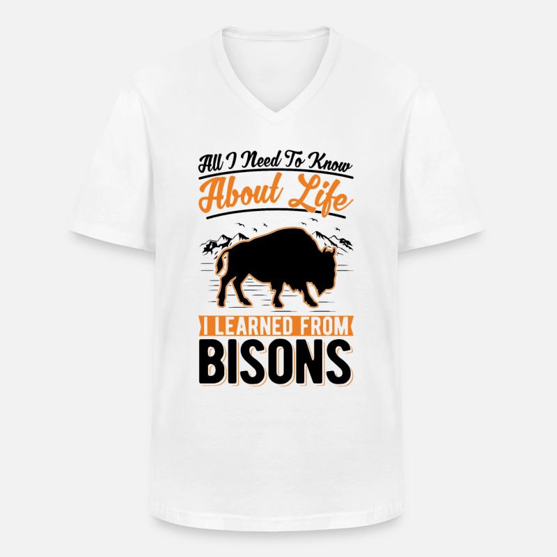 Büffel Geschenk Wasserbüffel Bison - Männer-T-Shirt mit V-Ausschnitt - Weiß