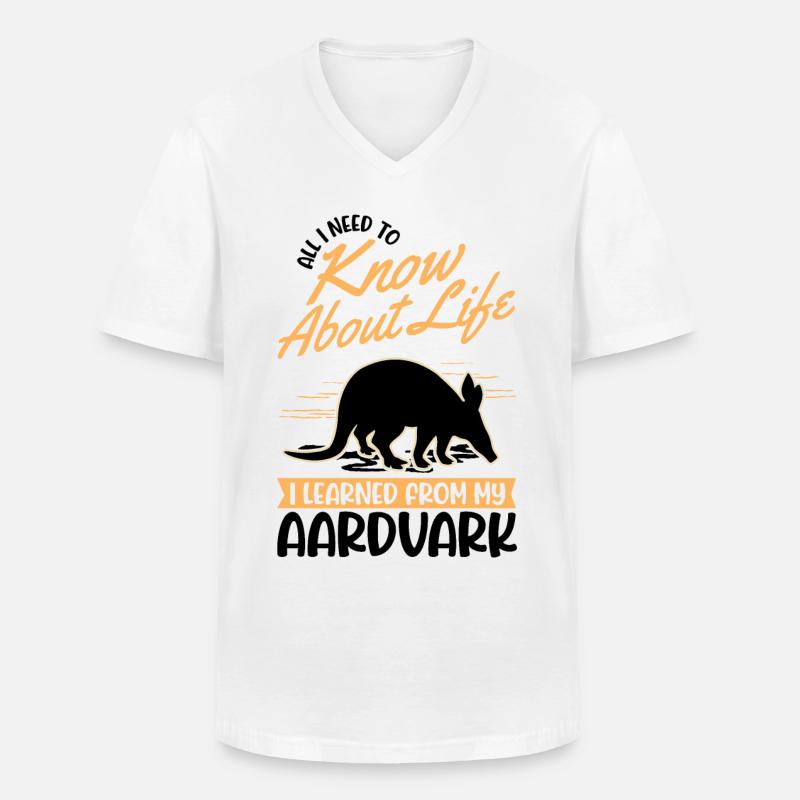 Erdferkel Geschenk Aardvark - Männer-T-Shirt mit V-Ausschnitt - Weiß