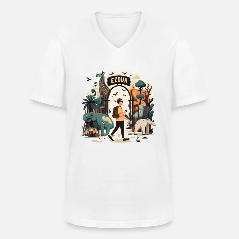 Theme Park Thrill: Vergnügungspark-Spaß - Männer-T-Shirt mit V-Ausschnitt - Weiß