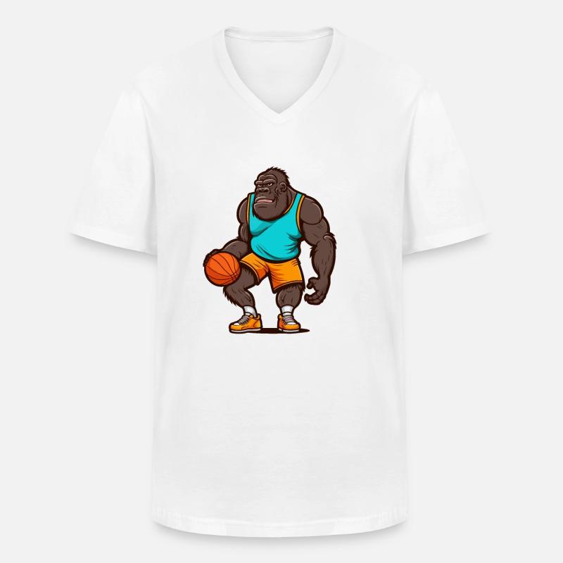 Korb-Gorilla - Männer-T-Shirt mit V-Ausschnitt - Weiß