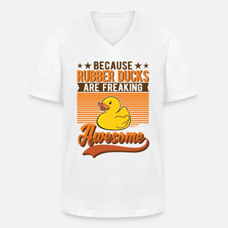 Gummiente Geschenk Quietscheente Badeente - Männer-T-Shirt mit V-Ausschnitt - Weiß