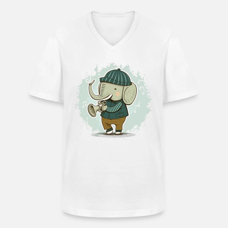 Ele-Trompete - Männer-T-Shirt mit V-Ausschnitt - Weiß