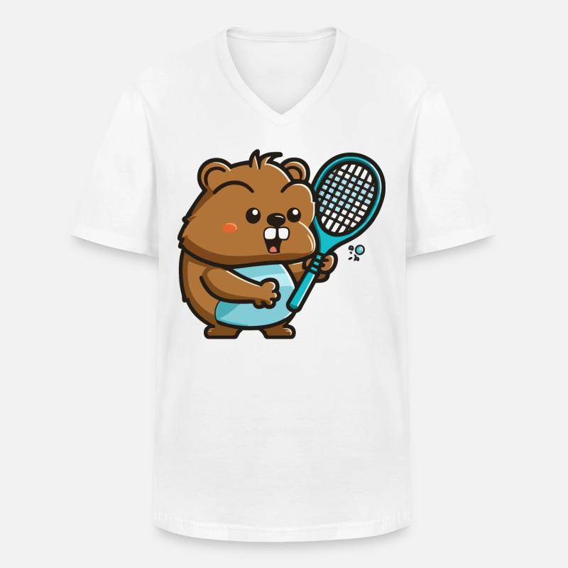 Biber-Server - Männer-T-Shirt mit V-Ausschnitt - Weiß