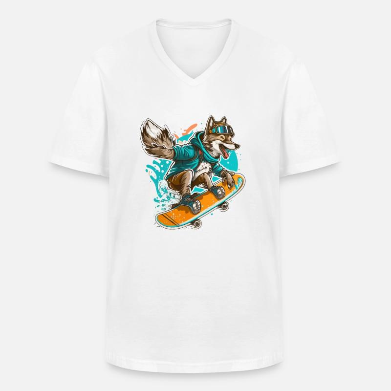 Wolf - Männer-T-Shirt mit V-Ausschnitt - Weiß