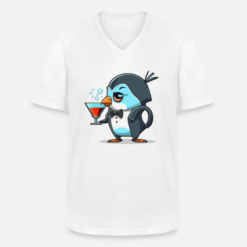 Ausgefallener Pinguin - Männer-T-Shirt mit V-Ausschnitt - Weiß