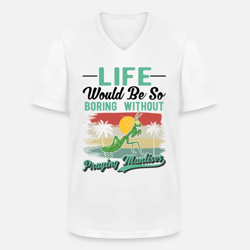 Gottesanbeterin Geschenk Mantis Fangschrecke - Männer-T-Shirt mit V-Ausschnitt - Weiß