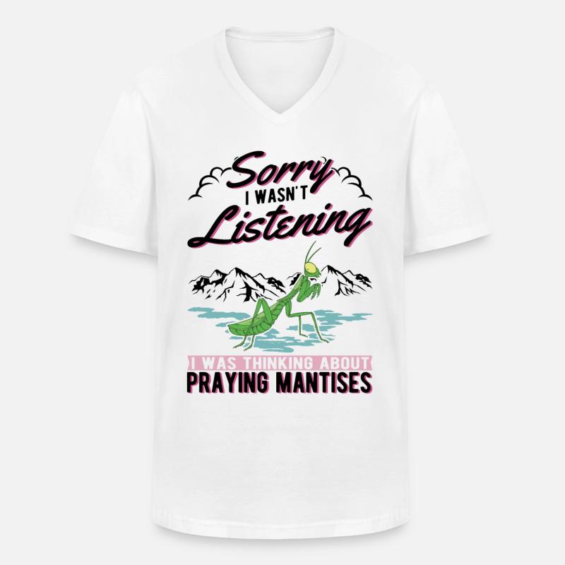 Gottesanbeterin Geschenk Mantis Fangschrecke - Männer-T-Shirt mit V-Ausschnitt - Weiß