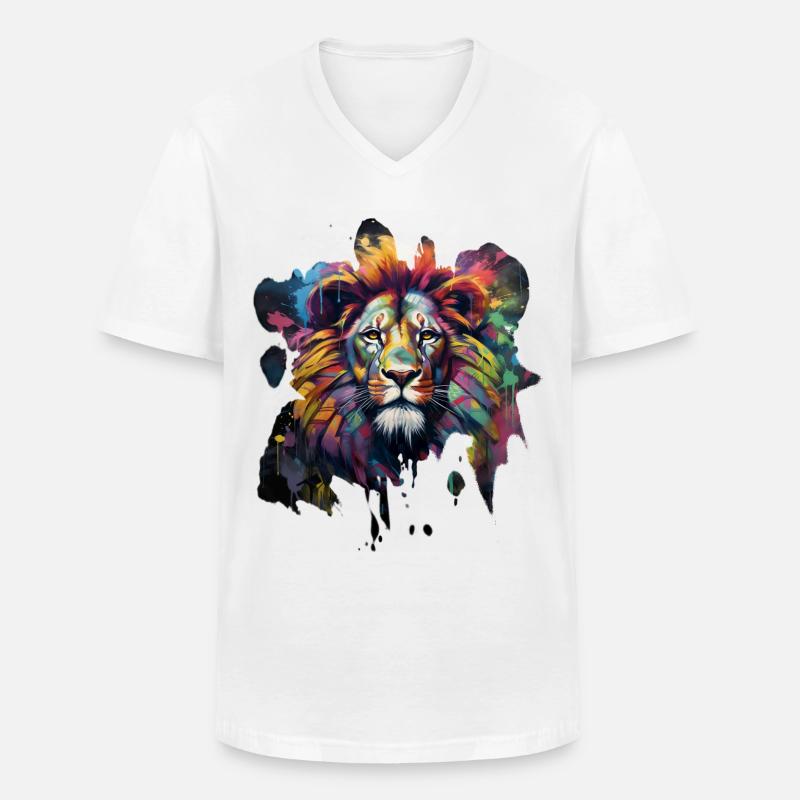 Löwe im Graffiti-Stil - Männer-T-Shirt mit V-Ausschnitt - Weiß