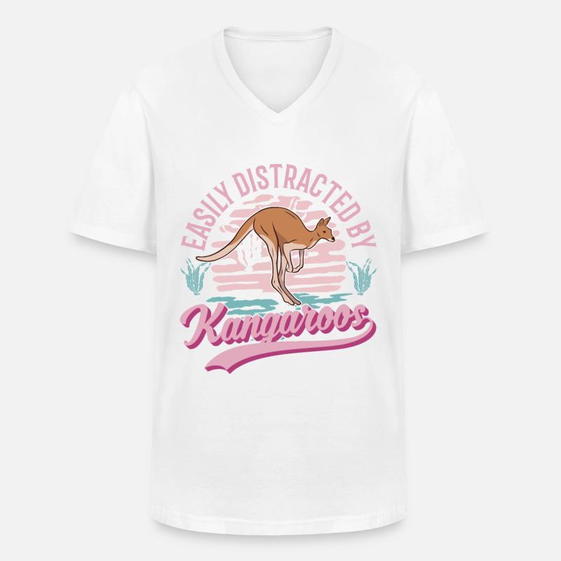 Easily distracted by Kangaroos Känguru - Männer-T-Shirt mit V-Ausschnitt - Weiß