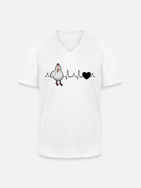Chickens Heartbeat Chicken Farmer - Men's V-Neck T-Shirt - white