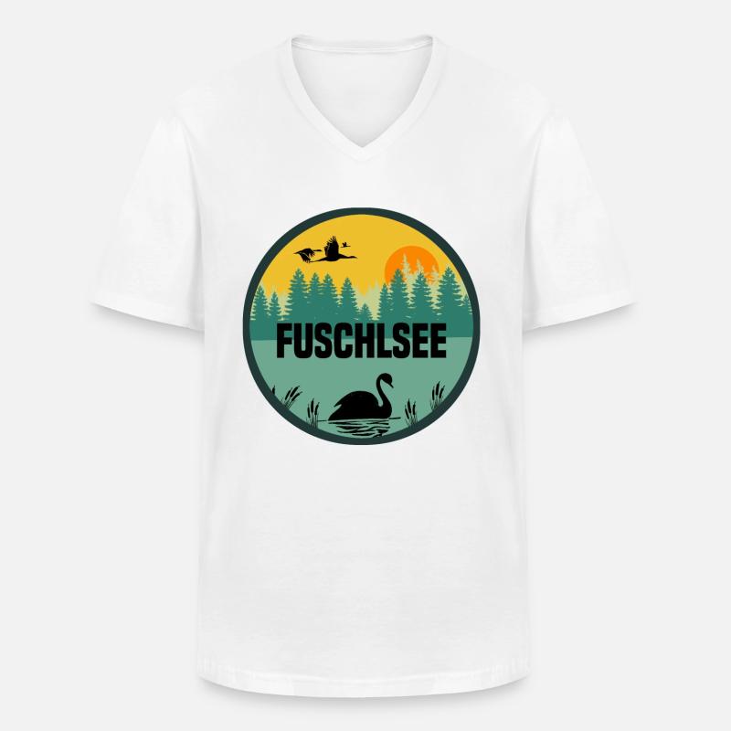 Fuschlsee - Männer-T-Shirt mit V-Ausschnitt - Weiß
