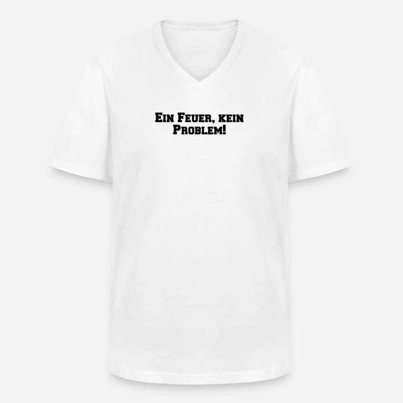 Feuerwehr - Ein Feuer, kein Problem! - Männer-T-Shirt mit V-Ausschnitt - Weiß
