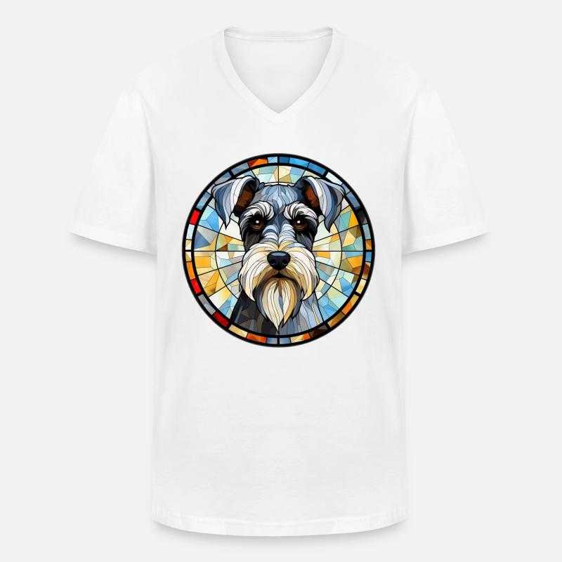 Zwergschnauzer Hunderasse Aquarellglas - Männer-T-Shirt mit V-Ausschnitt - Weiß