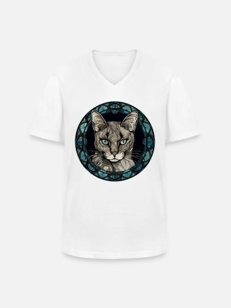 Javanische Katzenrasse Aquarellglas - Männer-T-Shirt mit V-Ausschnitt - Weiß