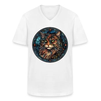 Ragamuffin Katzenrasse Aquarellglas - Männer-T-Shirt mit V-Ausschnitt - Weiß - Vorne - AI Model Male 185 light (185cm)