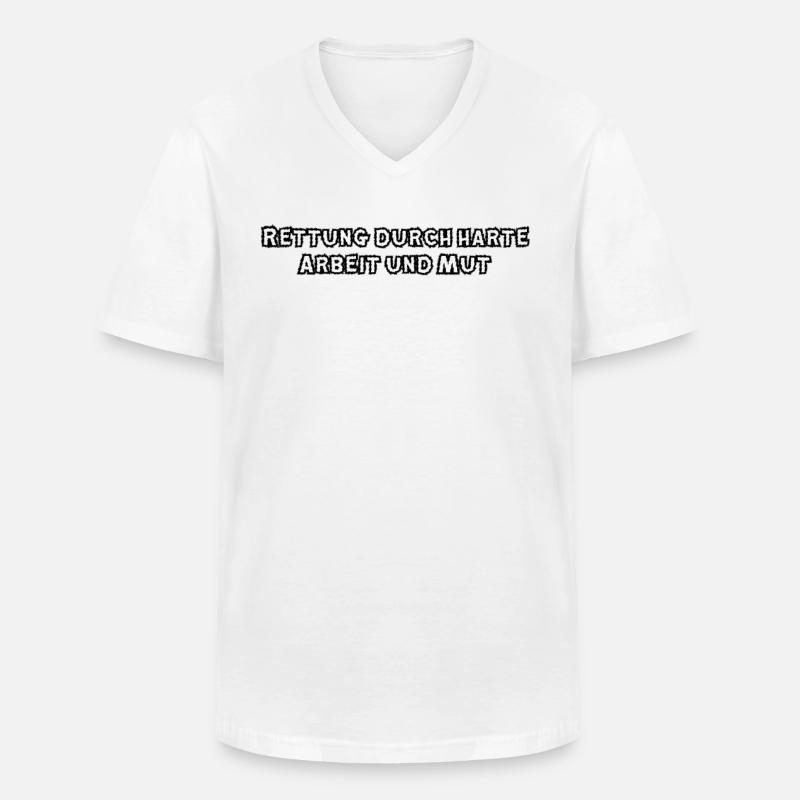 Feuerwehr - Rettung durch harte Arbeit und Mut - Männer-T-Shirt mit V-Ausschnitt - Weiß