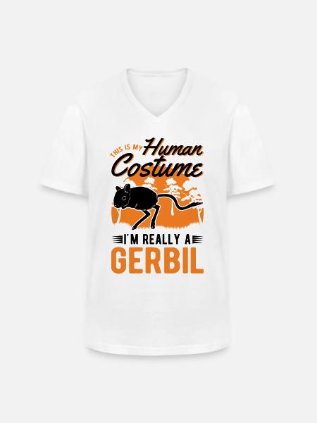 Gerbil Human Costume Rennmaus - Men's V-Neck T-Shirt - white