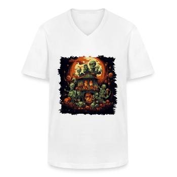 Spooky mood of Halloween - Men's V-Neck T-Shirt - white - Front - AI Model Male 185 light (185cm)