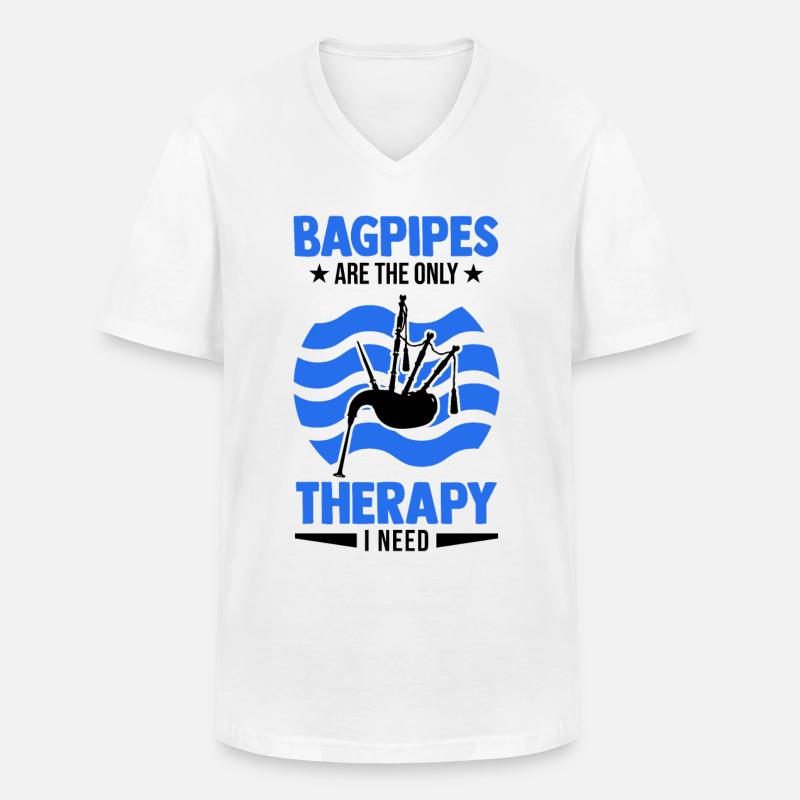 Dudelsack Therapie Dudelsackspieler - Männer-T-Shirt mit V-Ausschnitt - Weiß