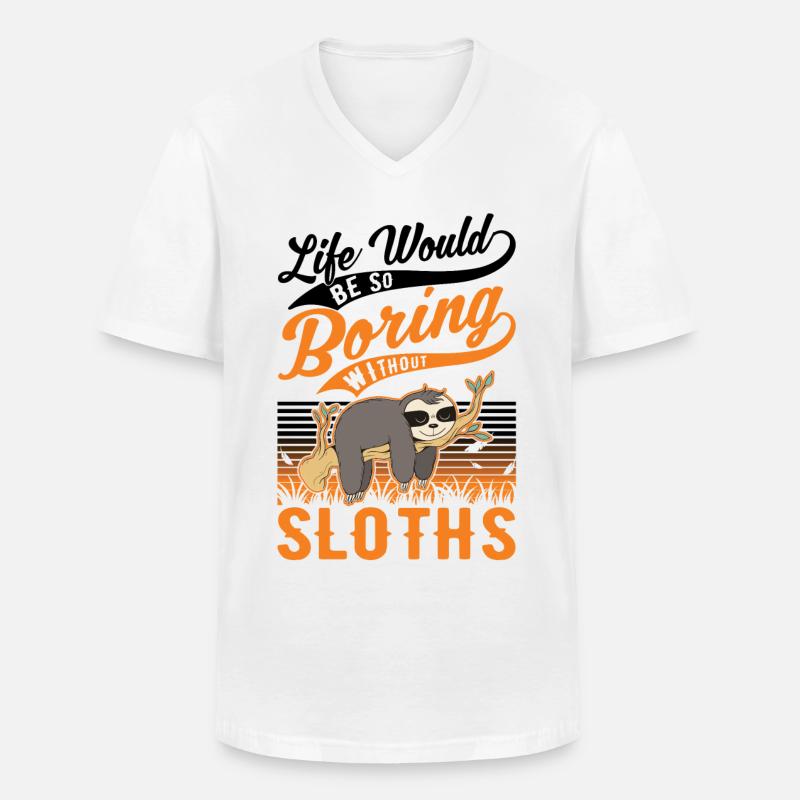 Faultier Geschenk Sloth - Männer-T-Shirt mit V-Ausschnitt - Weiß
